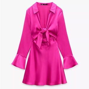 Zara Satin Fuchsia Mini Dress